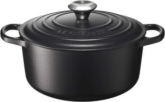 Le Creuset Signature Gusseisen-Bräter mit Deckel, Für alle Herdarten und Induktion geeignet, Rund, Schwarz, 24,0 cm, 4.2