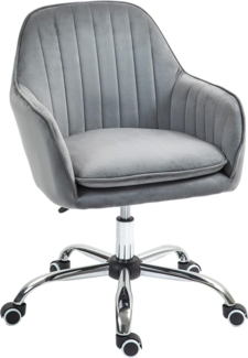 HOMCOM Bürostuhl drehbar, mit Rücken- und Armlehne, Samtoptik (höhenverstellbarer Drehstuhl, 1 St), für Büro, Arbeitszimmer, Grau