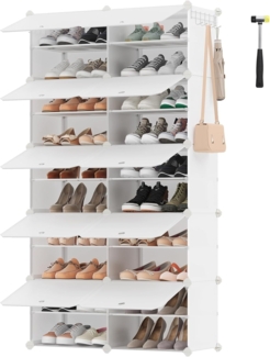 SONGMICS Schuhregal, Schuhschrank mit 10 Fächern, für Garrobe und Eingangsbereich, für bis zu 40 Paar Schuhe, anpassbar, wolkenweiß LPC035W02