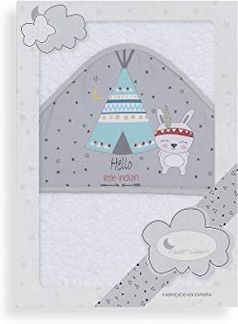 Interbaby 01202-18 Baby Kapuzenbadetuch TIPI OSO, weiss e grau, grau