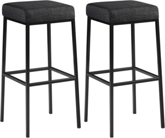 2er Set Barhocker Montreal 85 Stoff schwarz (Farbe: dunkelgrau)