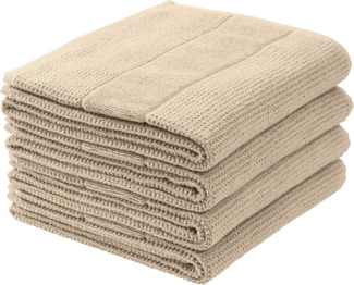 Schiesser Handtücher Turin im 4er Set aus 100% Baumwolle, nachhaltig und fair produziert, Farbe:Sand, Größe:50x100 cm