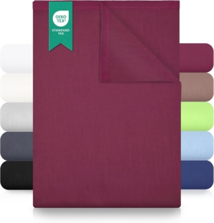 Green Mark Textilien Klassische Bettlaken – Flaches Laken aus 100% Baumwolle, ohne Gummi, hautfreundlich, pflegeleicht, bei hohen Temperaturen waschbar – Bordeaux Rot – 150x250 cm