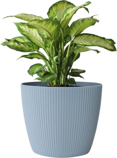 KONZEPT Blumentopf 5,2 l, gerillte Struktur 22 cm, Übertöpfe für Zimmerpflanzen, ideal für Wohnzimmer, Küche und Balkon