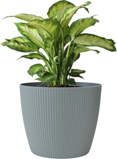 KONZEPT Blumentopf 5,2 l, gerillte Struktur 22 cm, Übertöpfe für Zimmerpflanzen, ideal für Wohnzimmer, Küche und Balkon