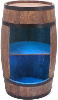 CREATIVE COOPER Weinregal Holz mit LED-Leuchten - Weinschrank Mini Bar - Alkohol Schrank Mann - Barschrank - Fass bar - 80cm hoch - Retro deko Bar Regal - Hausbar Theke - Fassbar - Fassmöbel (Wenge)