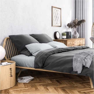 Wolkenfeld Bettwäsche aus Satin Baumwolle - Traumhaft weiche Mako Satin Bettwäsche-Sets, 3 teilig, 1x Bettbezug + 2X Kissenbezug 80x80