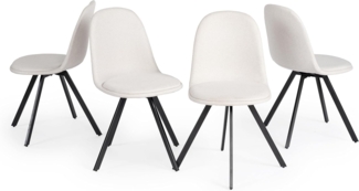 FurnitureR 4er-Set Esszimmerstühle, 360° drehbar, ohne Armlehnen und mit radialen Metallbeinen, Elegant für Schlaf- und Esszimmer,Creme