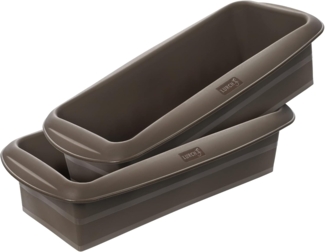 Lurch 585000 FlexiForm Kastenform 2er Set / 2 Brotbackformen aus 100% BPA-freiem Platin-Silikon, 25x9 cm, Braun