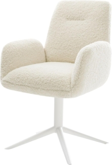 Drehstuhl Zoa-Flex Teddystoff Beige Fußkreuz Weiß 360° drehbar Wippfunktion Taschenfederkern
