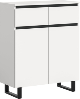 xonox. home – Kommode Tomasa 80 x 99 x 36 cm in Weiß Melamin und Schwarz – Kompakte Stauraum-Kommode mit klarer Linienführung – vielseitig einsetzbar & pflegeleicht