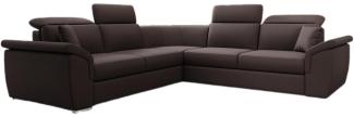 Designer Sofa Fernando mit Schlaffunktion und Stauraum Stoff Dunkelbraun