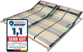 Sleepneo Lattenrost 180x200 Premium Strong bis 200Kg, Kopfteil verstellbar, 7-Zonen-Lattenrost mit 42 Latten, Made in Germany, extra stabil aus Buchenholz