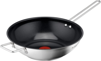 Tefal Wok Nordica, beschichtete Wokpfanne Induktion Ø 28 cm, Thermo-Signal, Edelstahl, minimalistisches Design, robuster Griff, für alle Herdarten, H87119