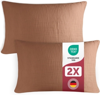 Blumtal Kissenbezug Musselin Kissenbezug - Oeko-TEX zertifiziertes Musselin Kopfkissen, (2 Stück), 100% Baumwolle