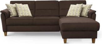 CAVADORE Schlafsofa Palera / Federkern-Ecksofa mit Schlaffunktion und Bettkasten / 244 x 89 x 163 / Mikrofaser-Bezug, Braun