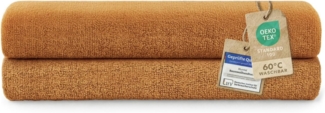 Blumtal Premium Frottier Handtücher Set mit Aufhängschlaufen - Baumwolle Oeko-TEX Zertifiziert, weich, saugstark - 2X Badetuch (70x140 cm), Pumpkin Spice (Braun)