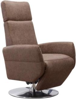 Cavadore TV-Sessel Cobra / Fernsehsessel mit Liegefunktion, Relaxfunktion / Stufenlos verstellbar / Ergonomie M / Belastbar bis 130 kg / 71 x 110 x 82 / Lederoptik Braun