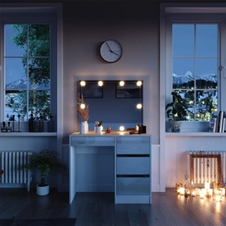 Schminktisch Sherry Weiß 90 cm mit LED Beleuchtung Vicco