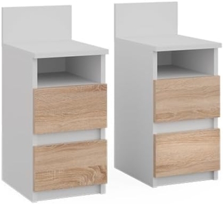 Vicco Nachtschrank Monty, Weiß/Sonoma, 25 x 59.1 cm 2er Set