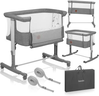 Lionelo Aurora 3 in 1 Babybett bis 9 kg, Beistellbett, Wiege, Höhenverstellug und Einstellung der Neigung der Matratze, 4 Räder mit Bremse Ergonomische Matratze Tasche