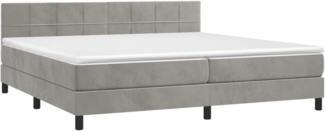 vidaXL Boxspringbett mit Matratze Hellgrau 200x200 cm Samt, Härtegrad: H2 [3141323]