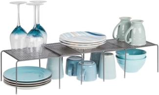 mDesign Küchenregal Abtropfgestell Aufbewahrung Organizer 3er Set Metall Grau