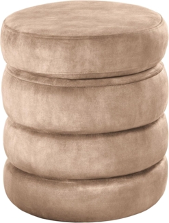 riess-ambiente Polsterhocker VOGUE 50cm champagner - Samt, mit Stauraum, gepolstert, rund, retro (Einzelartikel, 1 St), Eleganter Sitzhocker- ideal für Ankleide, Flur, Wohnzimmer & Garderobe