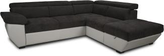 Mivano Schlafsofa Speedway / Eckcouch mit Bettfunktion, Stauraum und verstellbaren Kopfstützen / 262 x 79 x 224 / Zweifarbig: dunkelbraun/beige