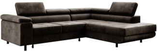 Designer Sofa Costa mit Schlaf und Klappfunktion Dunkelbraun Rechts