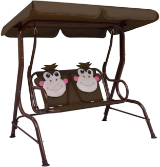 vidaXL Kinder-Hollywoodschaukel, Stoff Braun, 115 × 75 × 110 cm