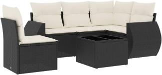 vidaXL 6-tlg. Garten-Sofagarnitur mit Kissen Schwarz Poly Rattan 3253713