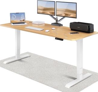 Höhenverstellbarer Schreibtisch - Höhenverstellbar Elektrisch mit Flüsterleisem Dual-Motor & Touchscreen - Hohe Tragfähigkeit - Stehtisch von Desktronic, Weiß + Eiche, 200x80 cm