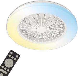 Briloner Leuchten LED Deckenleuchte Deckenventilator mit Licht dimmbar Nachtlicht, LED fest integriert, CCT - Farbsteuerung, 48,5x14,5 cm, 49 Watt, Schlafzimmer, Wohnzimmer