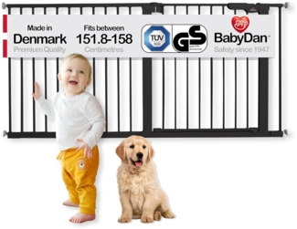 Extra breit / Flur / Treppenabsatz / Küche / Treppe und Babydruckschutzgitter 151,8-158 cm / 59,8"-62,2" Schwarz