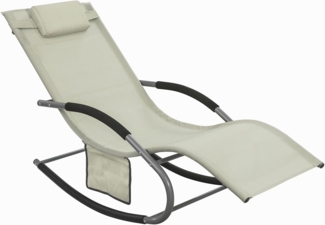 SoBuy Sonnenliege mit Tasche und Kopfkissen Gartenliege schaukel atmungsaktiv und luftig Swingliege Schaukelliege Liegestuhl für Gärten, Höfe, Strände, Balkone Beige 150 kg Belastung OGS28-MI