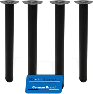 MS Beschläge Tischbein Tischfüße 710mm Schwarz matt - Set DIY Tischstütze, Ø 60mm Metall Esstischbein - höhenverstellbar