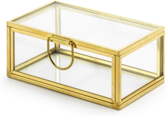 partydeco Geschenkbox, Box aus Glas mit Metallrand 9x5x4cm klar transparent / gold metallic