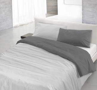 Italian Bed Linen Natural Color Doubleface Bettbezug, 100% Baumwolle, Turteltaube/Creme, Doppelte