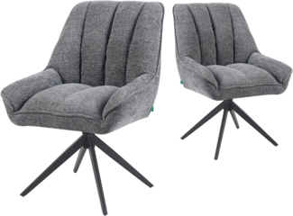DUBI Möbel Drehstuhl Mika-Zoe 2er-Set, Federkern, pulverbeschichtet, 360° drehbar im 2er-Set