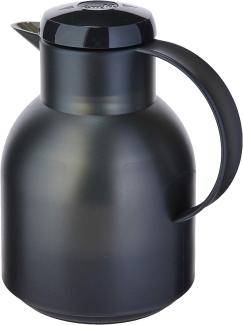 Emsa Samba Isolierkanne 504235 | 1 Liter | Quick Press Verschluss | 100% dicht | 12h heiß, 24h kalt | Schwarz Transluzent