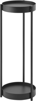 Yamazaki 4367 Tower 2-stöckiger Pflanzenständer mit Rollen, schwarz, Stahl/Polypropylen/Nylon, minimalistisch, 25 x 26.5 x 70 cm