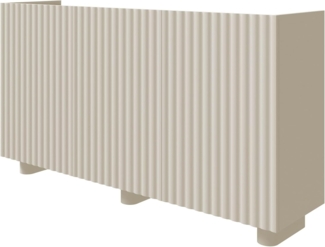 Selsey Kommode Fiorra 84×144×38,8 cm – Grau-Beige Sideboard mit Push-to-Open, 3 Fächer, modernes Design, ovale MDF-Füße (12 cm), ideal für Esszimmer.
