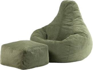 icon Sitzsack Sessel mit Liege aus Cord „Dalton“ mit Hocker (Spar-Set, 1 x Sitzsack, 1 x Fußhocker), Sitzsack XXL Gaming Sitzsack, Made in Germany, für Erwachsene & Kinder