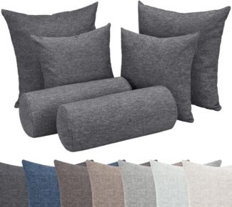 Selfitex Sofakissen 6-tlg. Kissen Set, 2x großes Kissen/2x kleines Kissen/2x Nackenrolle, (6er Set, 2 x 60 x 80 cm, 2 x 50 x 50 cm, 2 x 19 x 65 cm), für Sofa, Couch, Bett oder als Polster jeglicher Art
