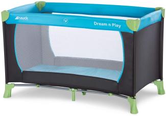 Hauck 'Dream’n Play' Reisebett 3-teilig 120x60 cm, ab Geburt bis 15 kg, inkl. Tragetasche und Einlageboden (faltbar, tragbar, leicht & kippsicher), blau