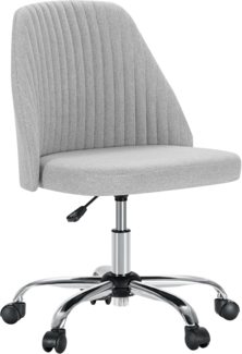Sweetcrispy Armless Office Chair Niedlicher, moderner Stoff, Heimbüro, Schreibtischstühle mit Rollen, Verstellbarer Drehstuhl, Computer-Schminkstuhl für kleine Räume, Metall, Grau, 17 in