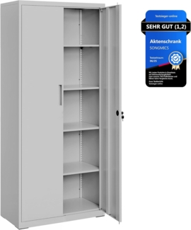 Songmics Aktenschrank mit 5 Ebenen, Stahl grau, 80 x 40 x 180 cm