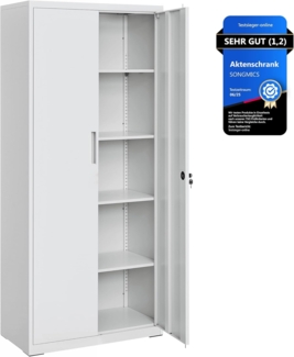 Songmics Aktenschrank mit 5 Ebenen, Stahl grau, 80 x 40 x 180 cm