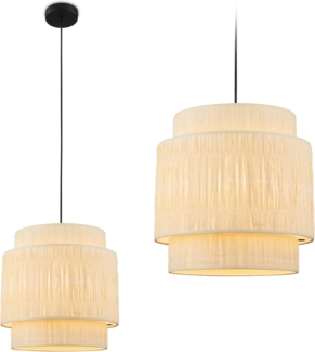 Briloner Leuchten LED Pendelleuchte Hängelampe Natur Stroh Bast 1-&3-flammig 485X, ohne Leuchtmittel, Abhängig vom Leuchtmittel, Hängelampe Natur max. 10W Esszimmer Wohnzimmer Küche